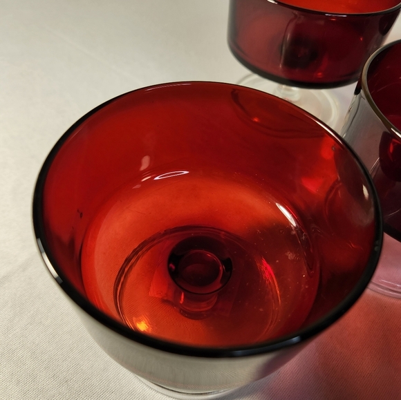 Vintage LUMINARC Verrerie D'Arques France Dessert Ruby Red Glasses. Set of 6. - Picture 5 of 7